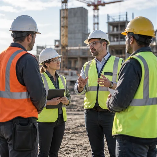 Construction team site meeting