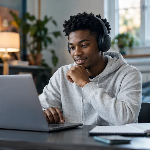 Student learning on laptop