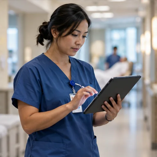 Nurse using tablet