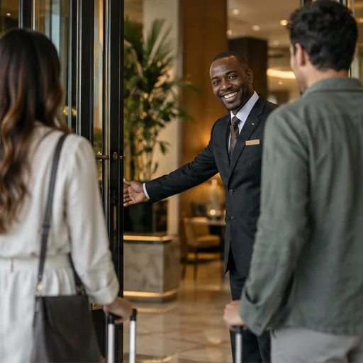 Concierge greeting guests
