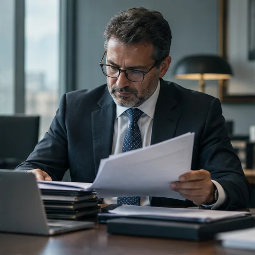 Lawyer reviewing documents
