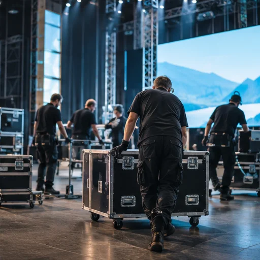 Stage preparation crew