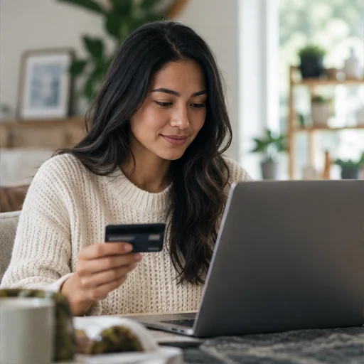 Online shopper using laptop